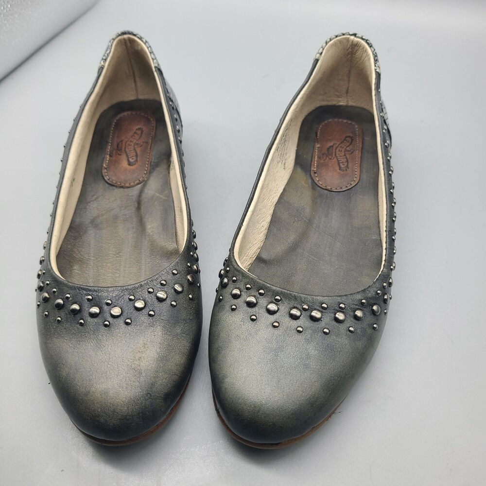 Freebird Blossom Studded Leather Sz 9 Ballet Flats Gray Shoes New/ Defect - Picture 2 of 11